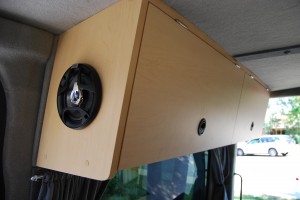 Overhead cabinets with speakers