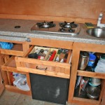 The kitchen in Mike Williams' DIY Sprinter camper van