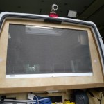Bug screen at rear of Mike Hiscox's Sprinter camper