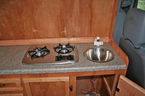 Sprinter camper van stove and sink