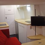 Lounge & kitchen in stealth Sprinter conversion