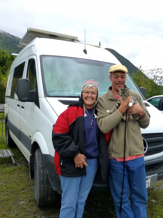 Urs and Rosemarie in front of their DIY Sprinter camper (photo: Urs Willimann)