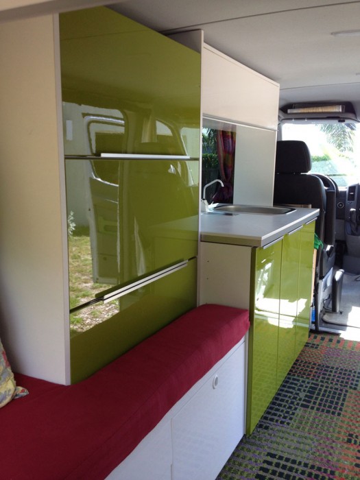 Interior cabinets in Peter's DIY Sprinter camper conversion (photo: Peter Juen)